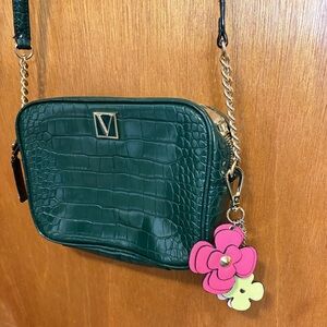 Victoria’s Secret Green Croc-Embossed Crossbody Bag